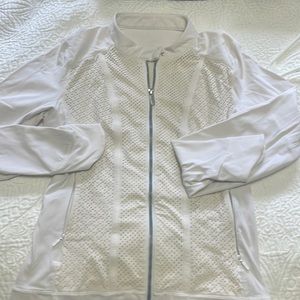 Lulu lemon white on white pattern athletic zip jacket